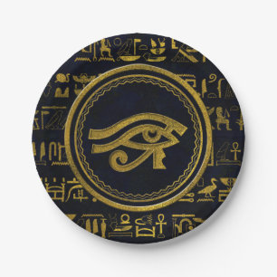 Gold Egyptian Eye of Horus - Wadjet Paper Plate