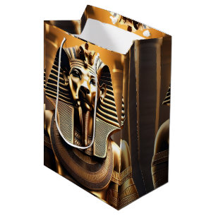 Gold Egyptian Pharaoh Lion, Medium Gift Bag