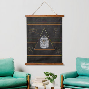 Gold Egyptian Wood Topped Wall Tapestry