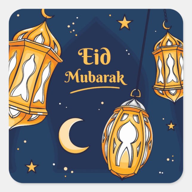 Gold Eid Mubarak  Square Sticker (Front)