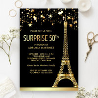 Gold Eiffel Tower Black Surprise 50th Birthday