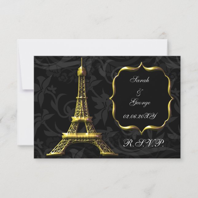 gold Eiffel tower french  rsvp standard 3.5 x 5 Card (Front)