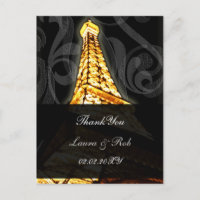 Gold Eiffel tower French Wedding Thank You