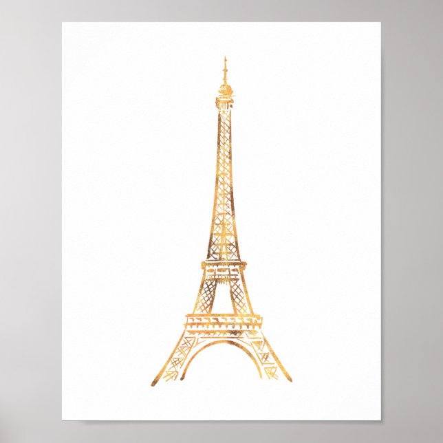 Gold Eiffel Tower Paris Print (Front)