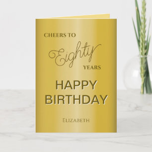 Gold Eighty Birthday Card