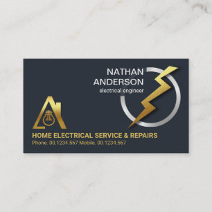 Gold Electric Lightning Silver Metre Gauge Business Card