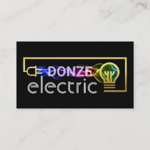 Gold Electric Wire Circuit Powers Up Business Card