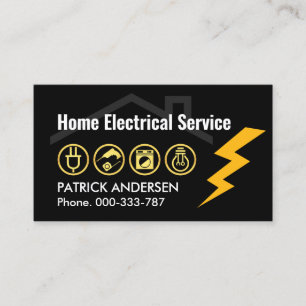 Gold Electrical Icons Lightning Business Card