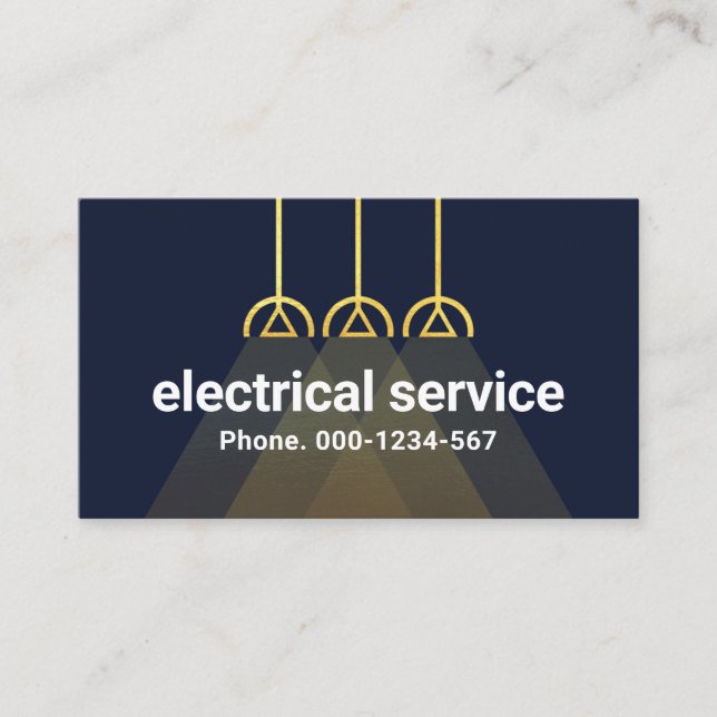Gold Electrical Overhead Lampshades Business Card (Front)