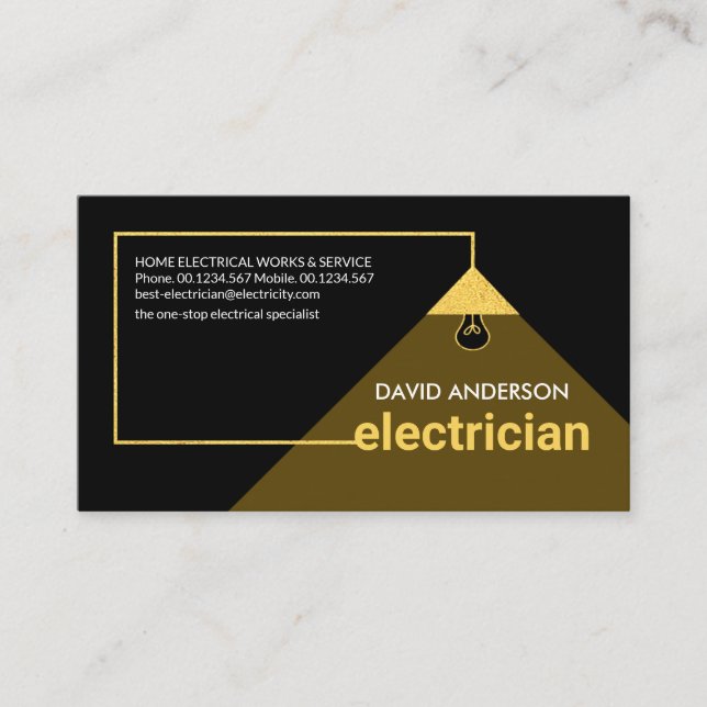 Gold Electrician's Power Cable Lampshade Business Card (Front)