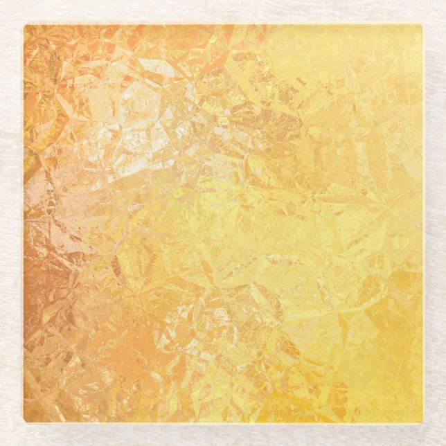 Gold Elegance: Abstract Luxurious Background Glass Coaster (Front)