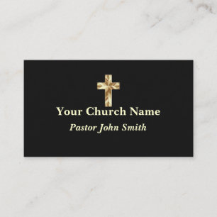 Gold Elegance Church Pastor Christian Cross Business Card