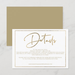 Gold elegance frame script chic details wedding invitation