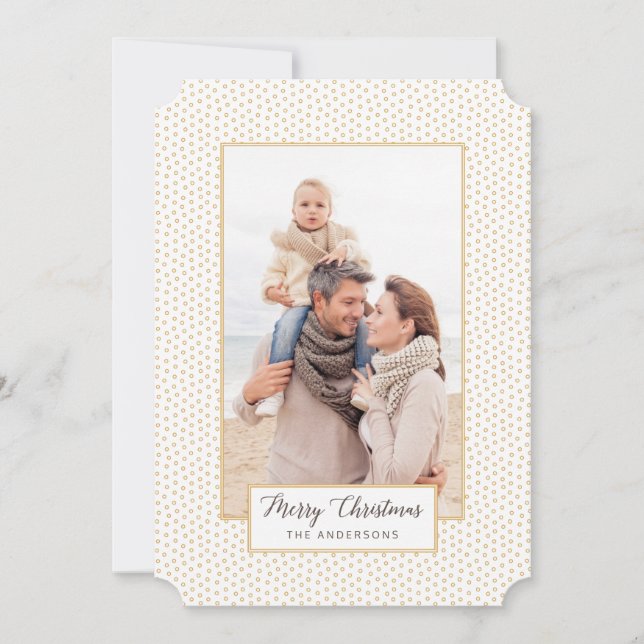 Gold Elegance Merry Christmas Modern Photo Card (Front)