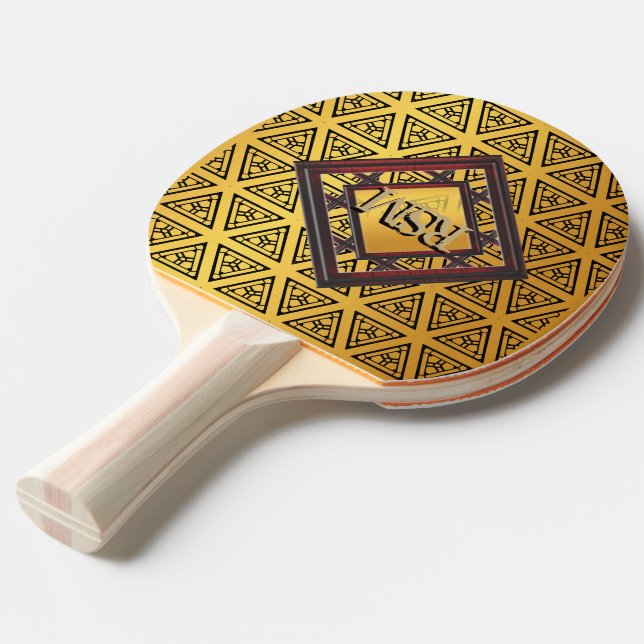 Gold elegance monogram ping pong paddle (Back Angle)