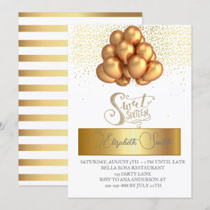 Gold elegance, sweet sixteen invitation