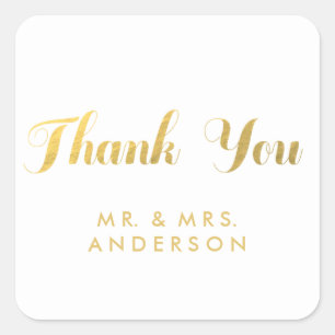 Gold Elegance Wedding Favour Thank You Sticker