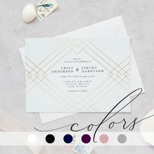 Gold Elegance White Diamond Gatsby Wedding Invitation