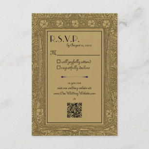 Gold Elegant Art Nouveau R.S.V.P. Enclosure Card