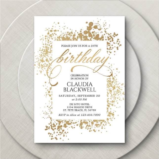 Gold Elegant Birthday Invitation (Creator Uploaded)