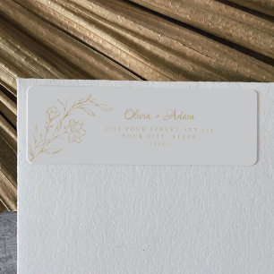 Gold Elegant Boho Floral Wedding Return Address