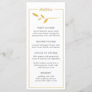 Gold elegant branch. Chic modern Wedding Menu