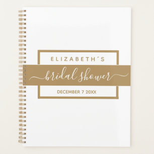 Gold Elegant Bridal Shower White Keepsake Journal Planner