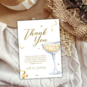 Gold Elegant Brunch Bubbly Champagne Baby Shower  Thank You Card