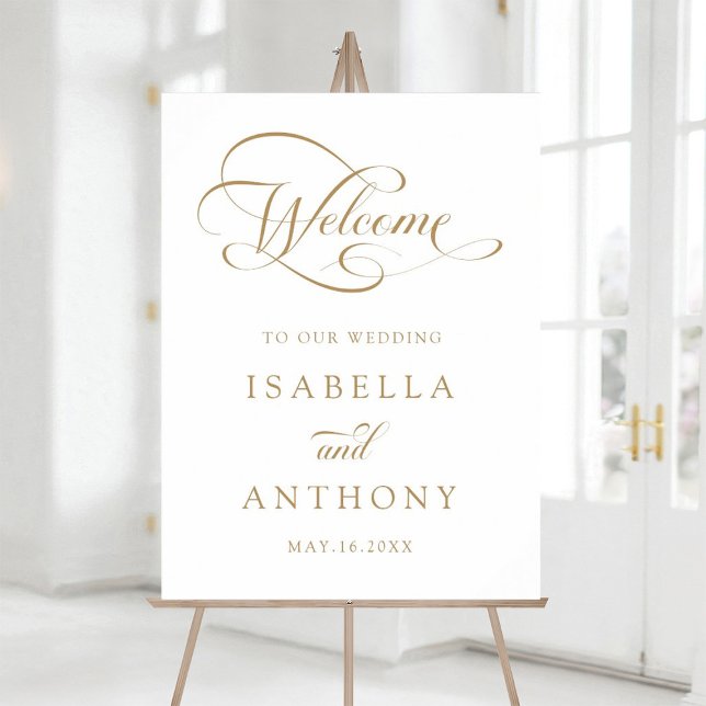 Gold Elegant Calligraphy Wedding Welcome Sign (Creator Uploaded)