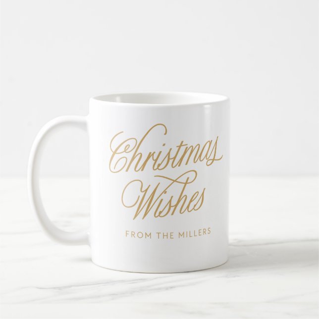 Gold Elegant CalligraphyLettering Christmas Mug (Left)