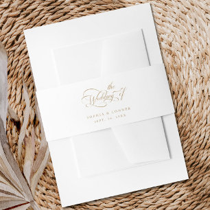 Gold Elegant Charm Script Wedding Invitation Belly Band