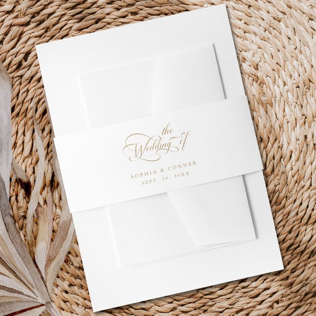 Gold Elegant Charm Script Wedding  Invitation Belly Band (Creator Uploaded)