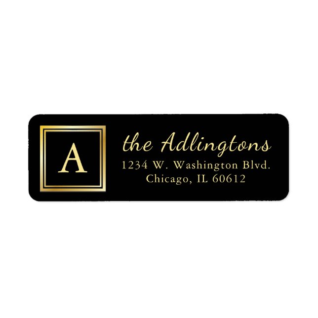 Gold Elegant Chic Wedding Monogram Return Address (Front)