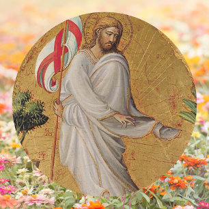 Gold Elegant Christian Resurrection Jesus Easter Classic Round Sticker