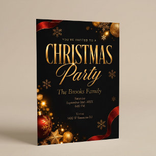 Gold Elegant Christmas Party Invitation