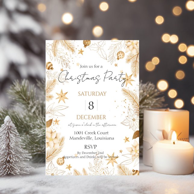Gold Elegant Christmas Party Invitation (Creator Uploaded)