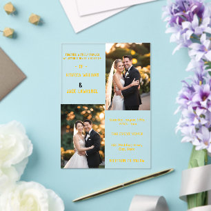 Gold elegant classic calligraphy photo wedding acrylic invitations