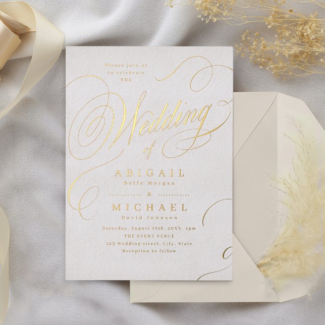 Gold elegant classic calligraphy vintage wedding (Gold elegant classic calligraphy vintage wedding foil invitation)