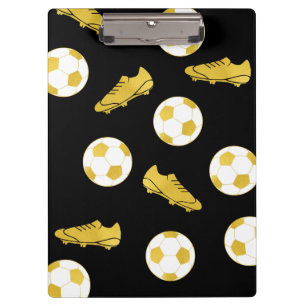 Gold Elegant Classic Soccer Cleats Ball Black  Clipboard