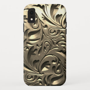 Gold elegant engraved metal look abstract Case-Mate iPhone case