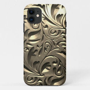 Gold elegant engraved metal look abstract Case-Mate iPhone case