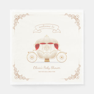 Gold Elegant Fairy Carriage Baby Shower Welcome  Napkin