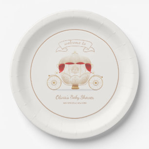 Gold Elegant Fairy Carriage Baby Shower Welcome  Paper Plate