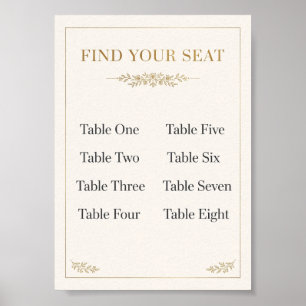 Gold Elegant Find Your Seat Wedding Seating Chart