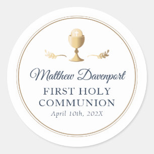 Gold Elegant First Communion Favour Sticker