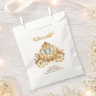 Gold Elegant Flower Prince Carriage Baby Shower Favour Bags