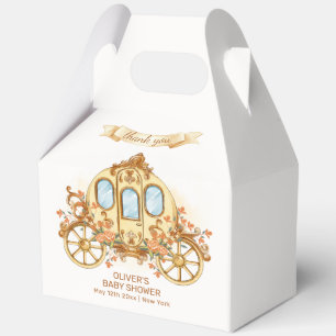 Gold Elegant Flower Prince Carriage Baby Shower Favour Box