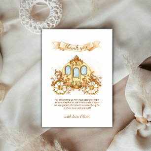 Gold Elegant Flower Prince Carriage Baby Shower  Thank You Card