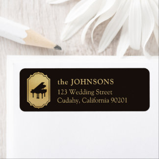 Gold Elegant Frame Piano Music Event Address Label