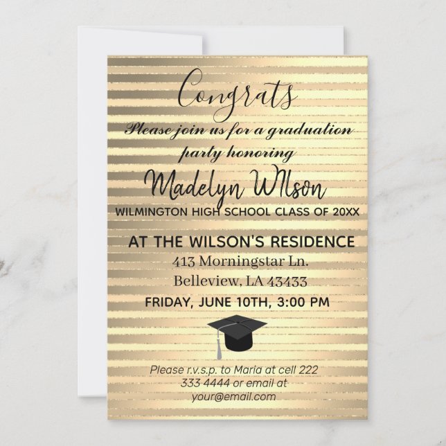 Gold Elegant Glam Graduation Invitation (Front)